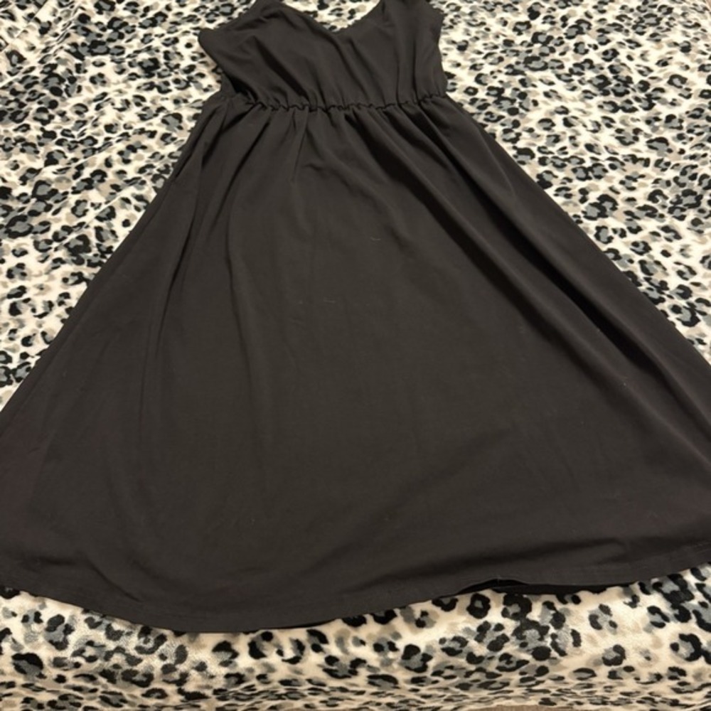 OUGES Women Black Sleeveless Cutout Midi‎ Dress GothicGrunge Glam
